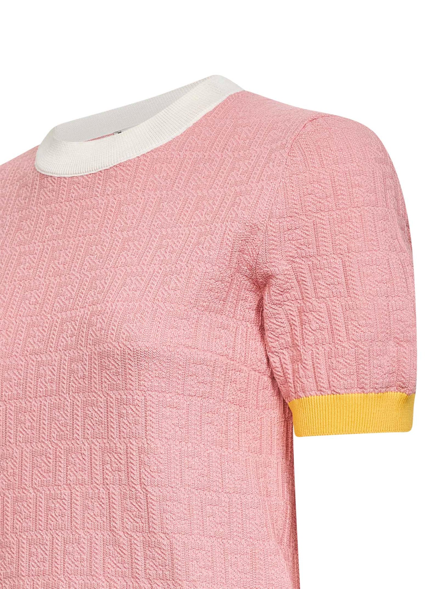 Pink FF cotton and silk sweater with color block edges