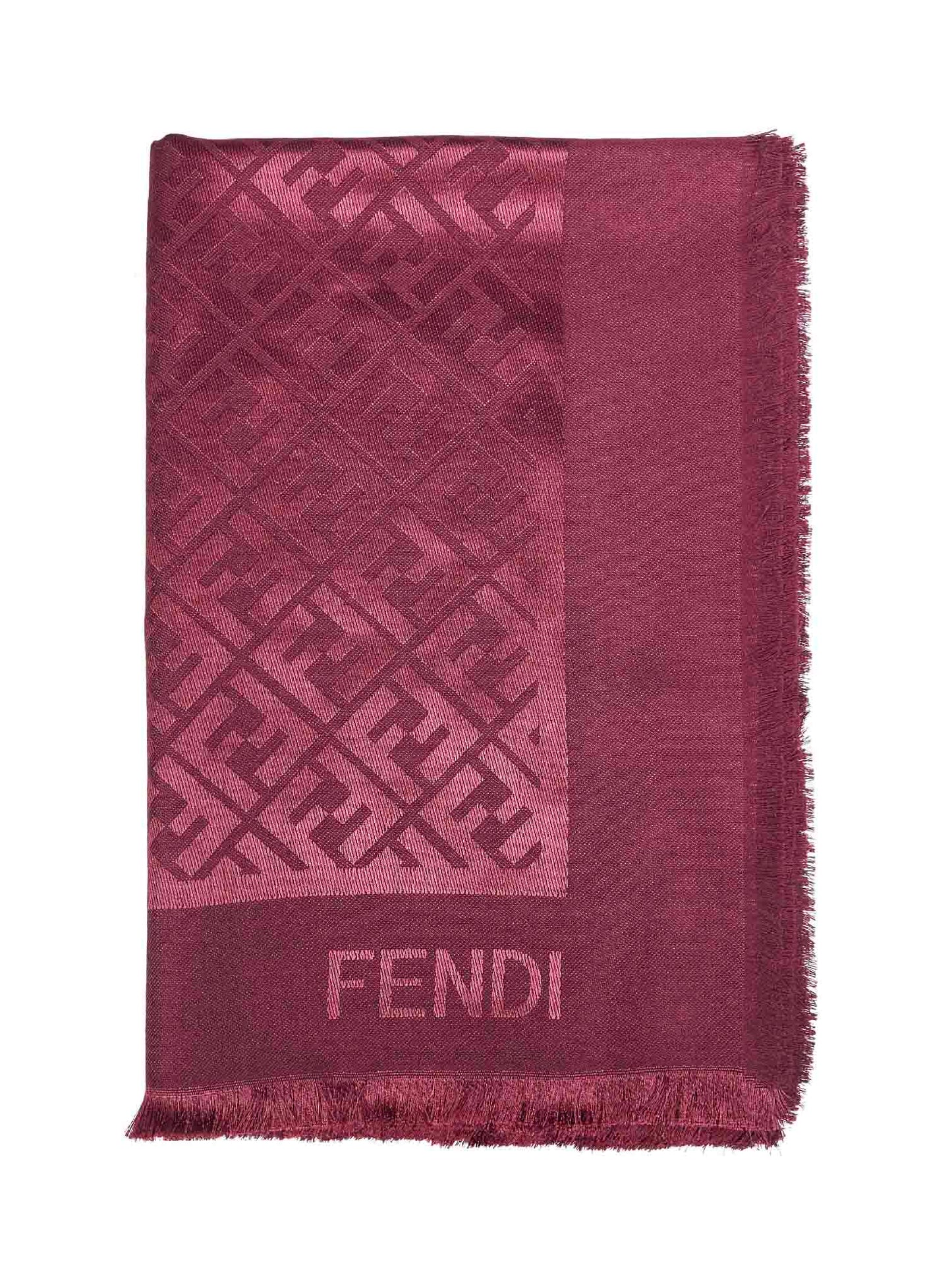Burgundy silk and wool FF shawl