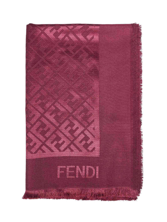 Burgundy silk and wool FF shawl