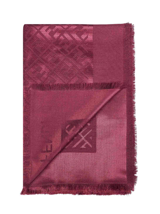 Burgundy silk and wool FF shawl