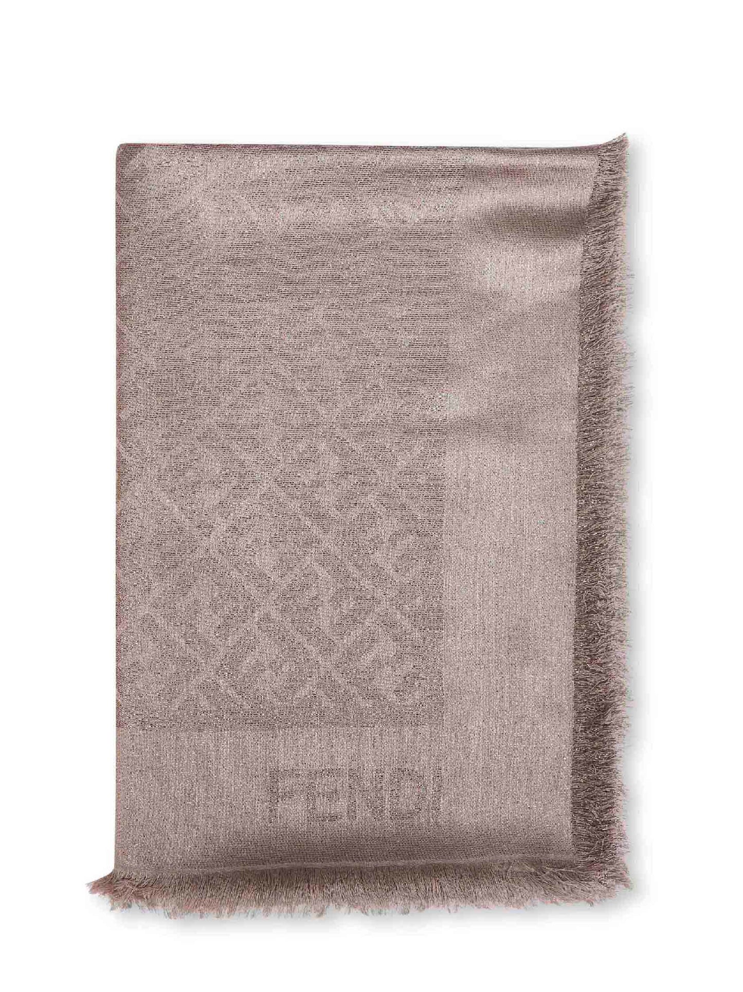 Scialle FF in lana e seta metallizzata tortora