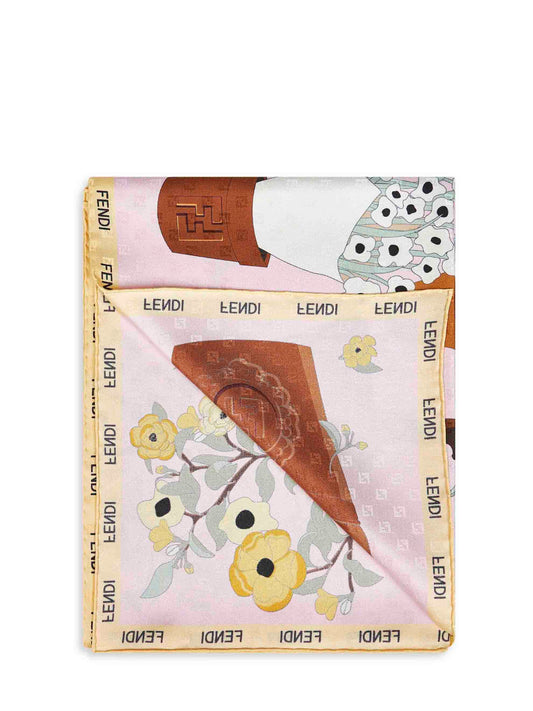 Foulard Fendi Gardening in seta stampata rosa