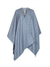 Denim FF jacquard wool and silk poncho
