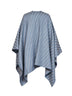Denim FF jacquard wool and silk poncho