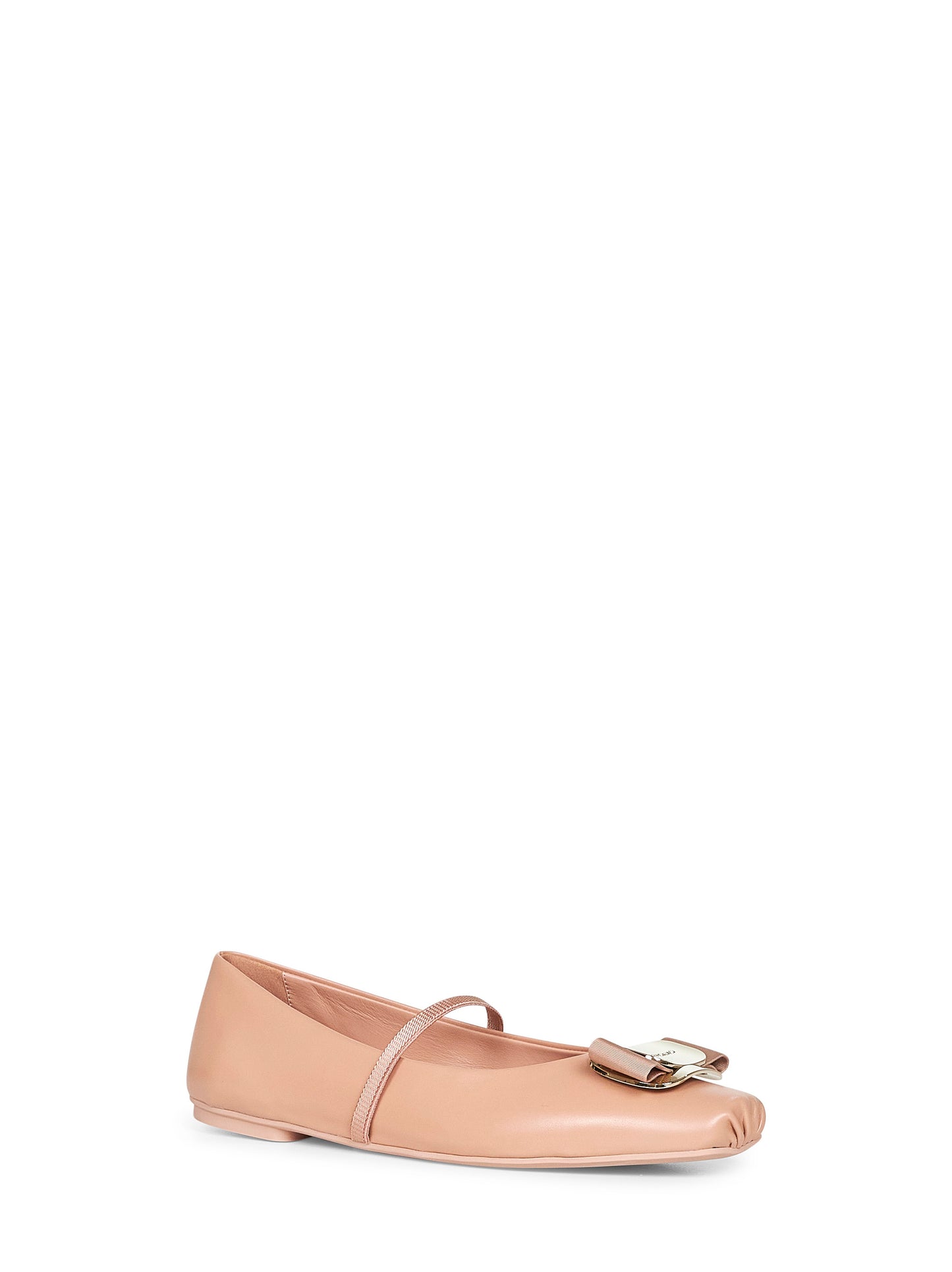 Nude nappa leather new Vara plate ballet flats