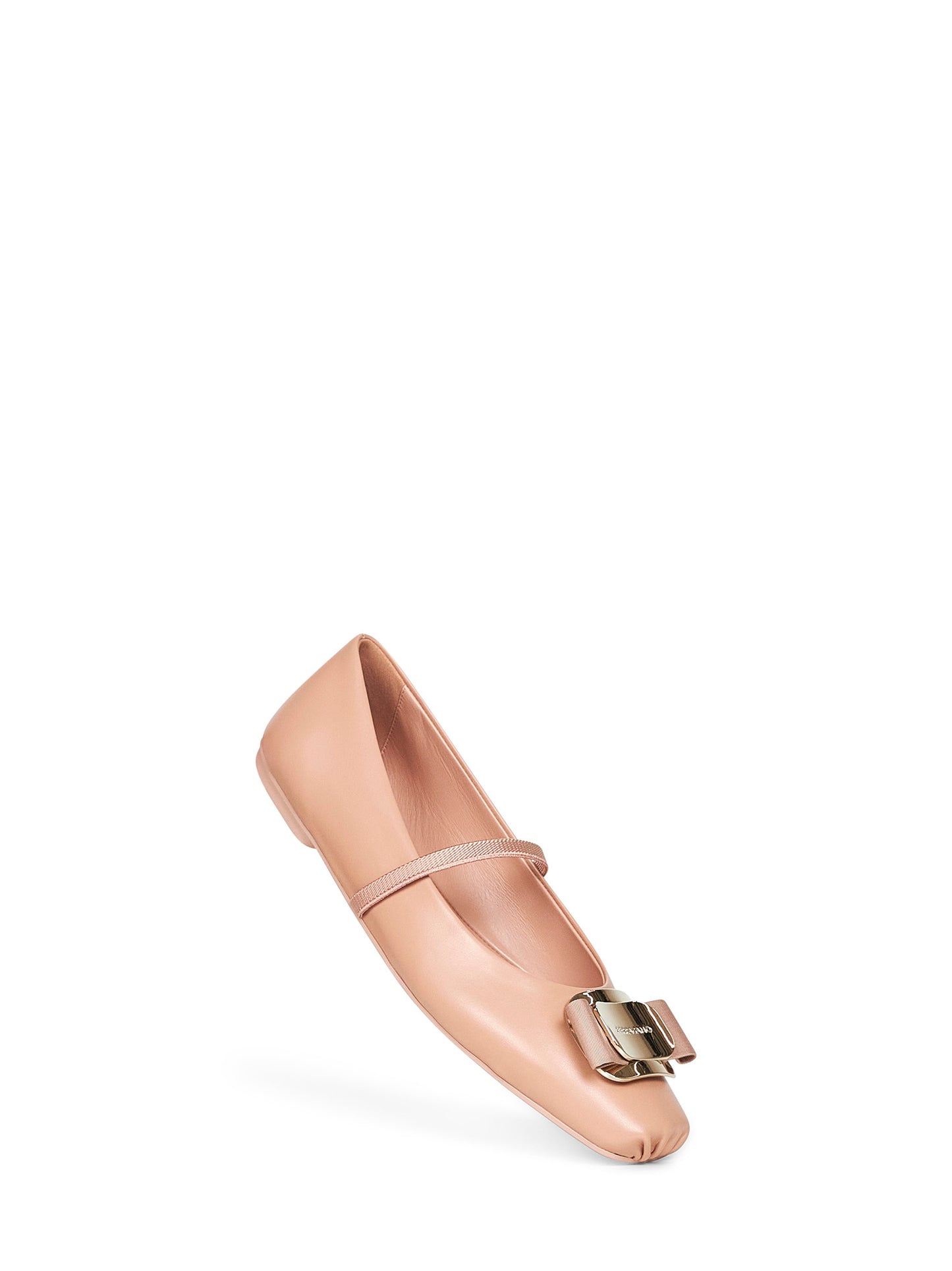 Nude nappa leather new Vara plate ballet flats