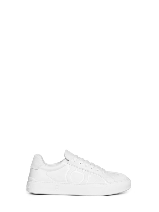 White leather Gancini sneakers