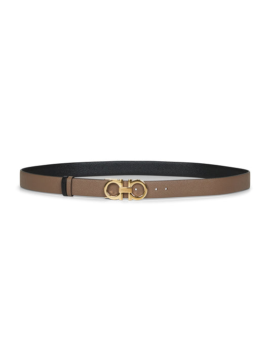 Caraway seed leather Gancini reversible belt
