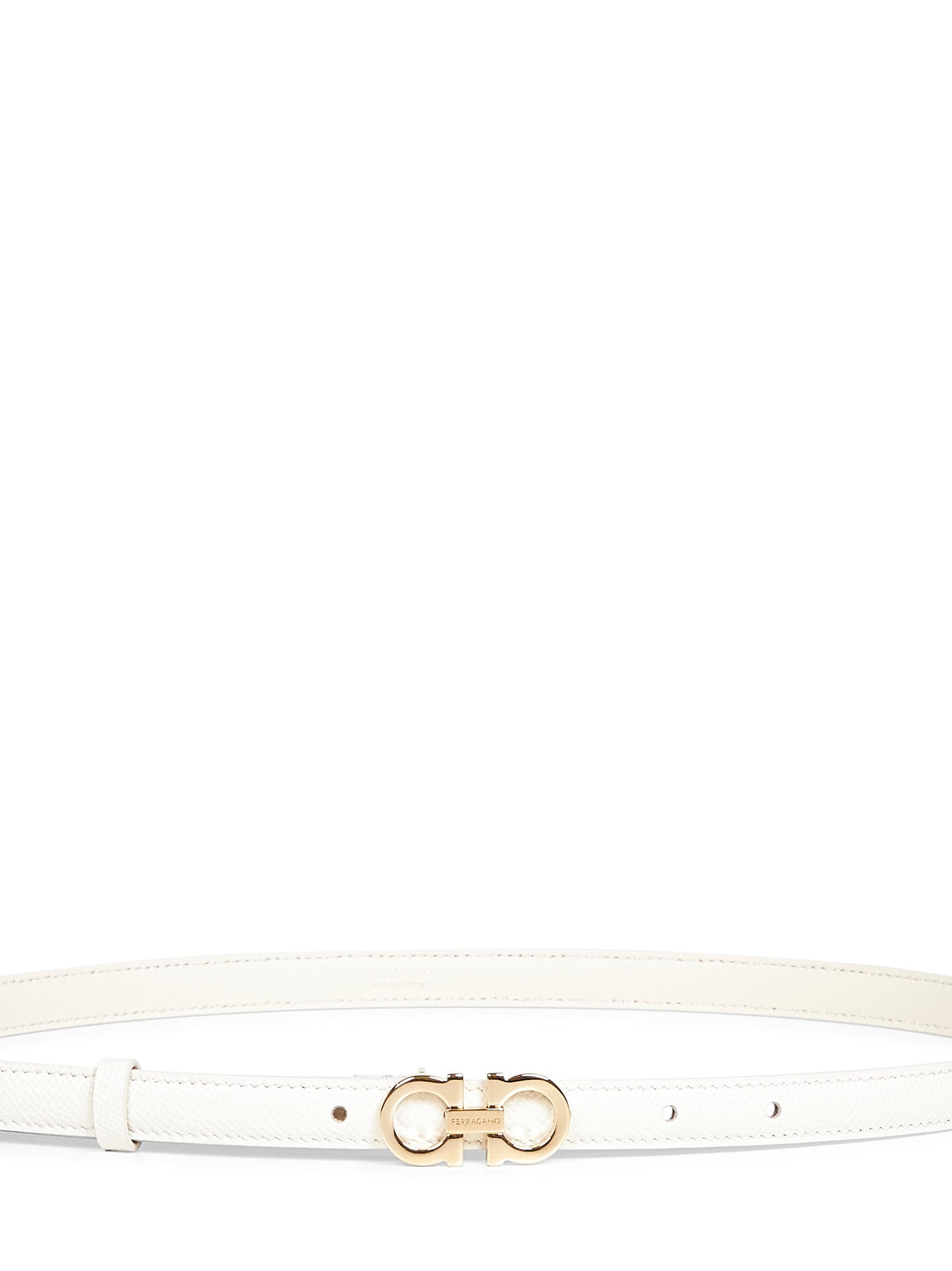 Cintura Gancini in pelle di vitello martellata mascarpone