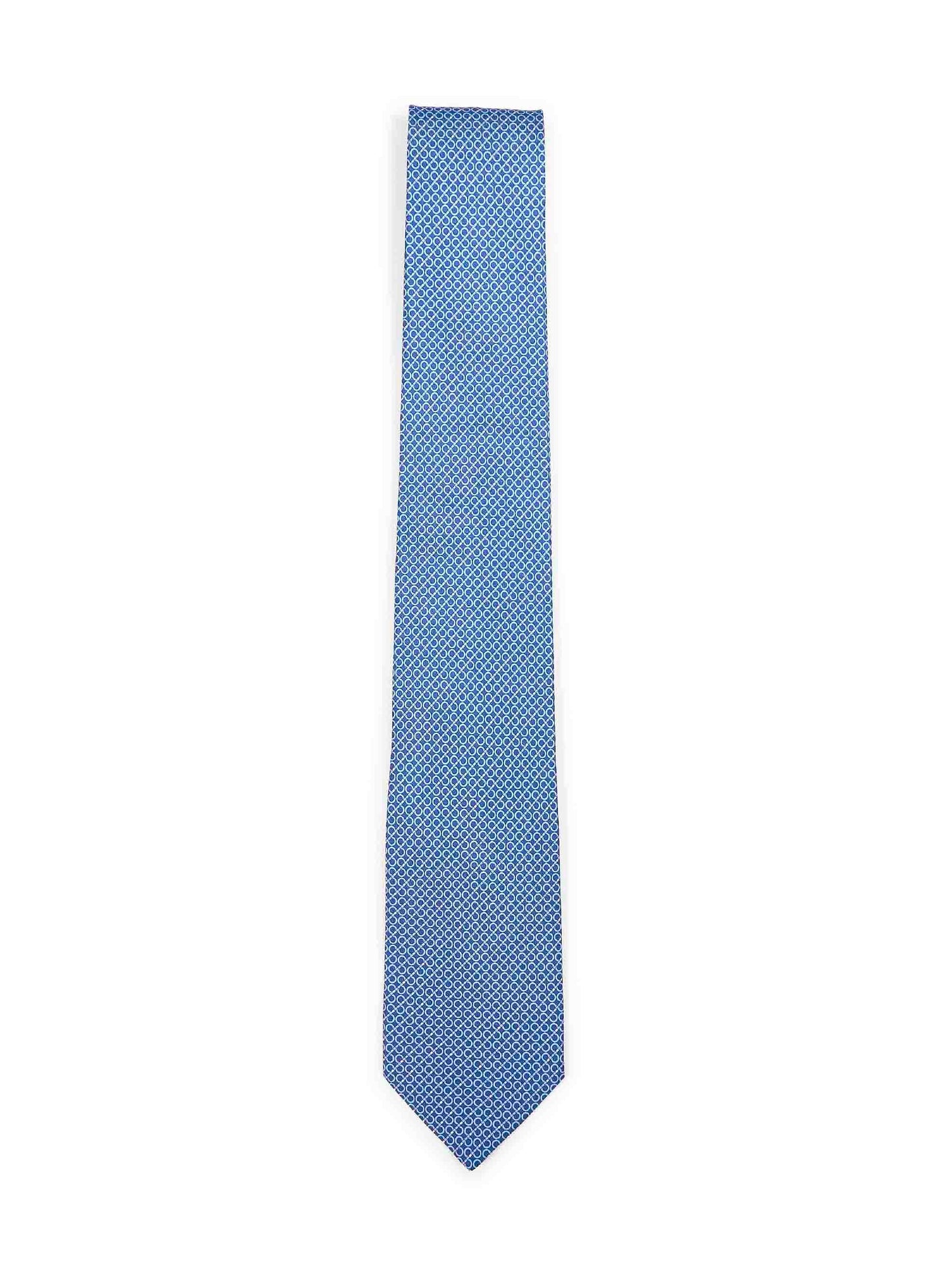 Royal blue Gancini print silk tie