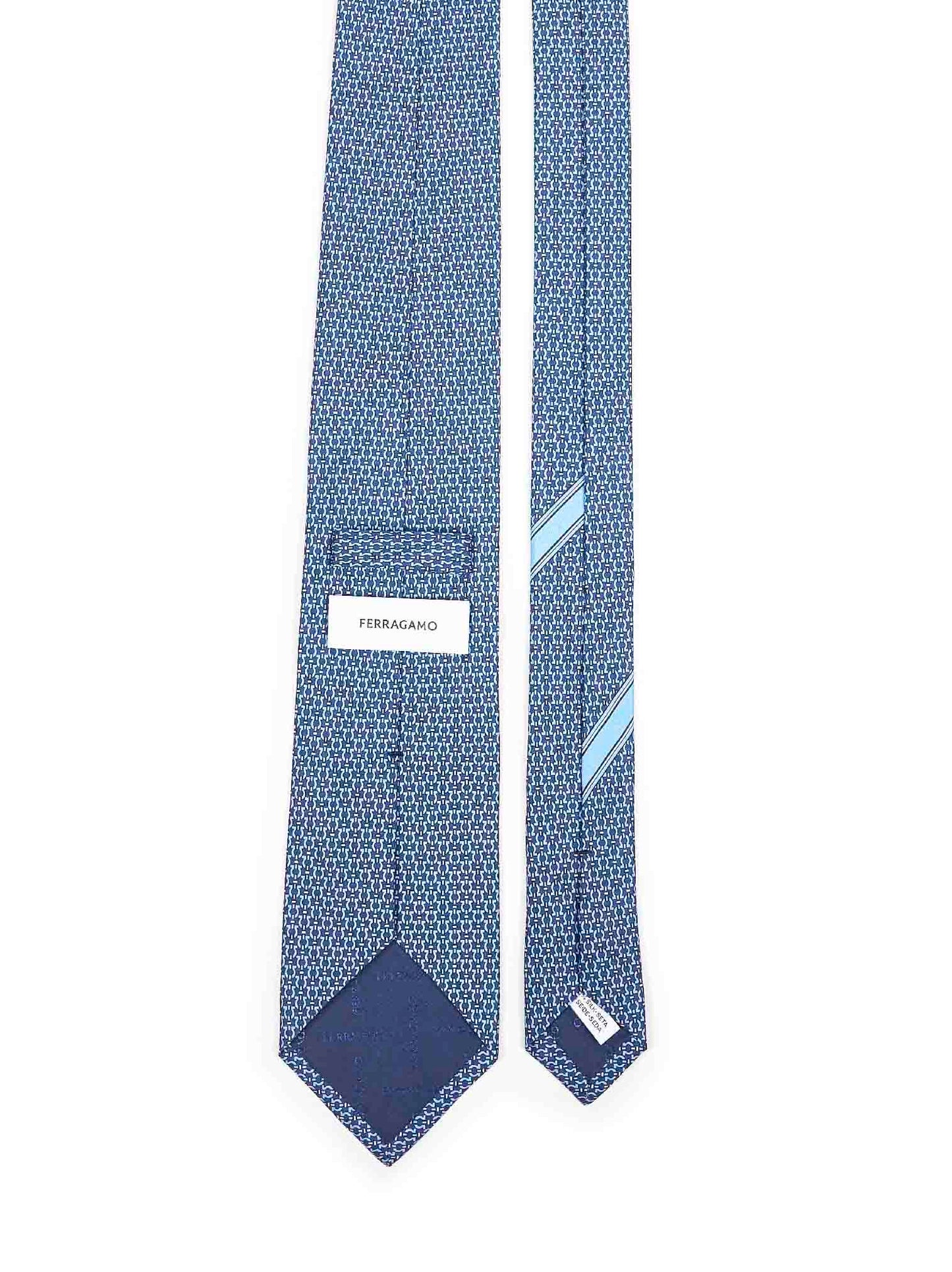Dark blue Gancini print silk tie