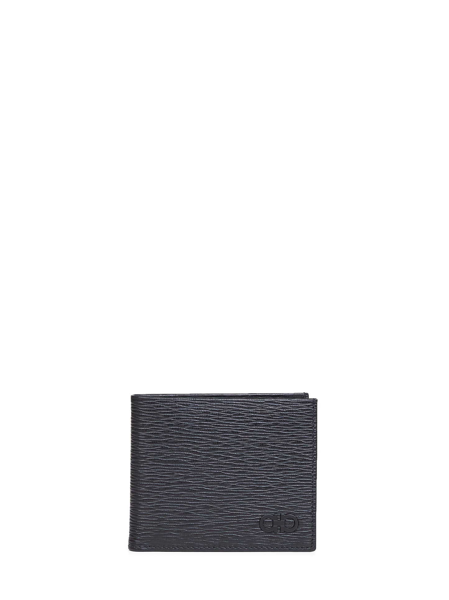 Black hammered calfskin Gancini wallet