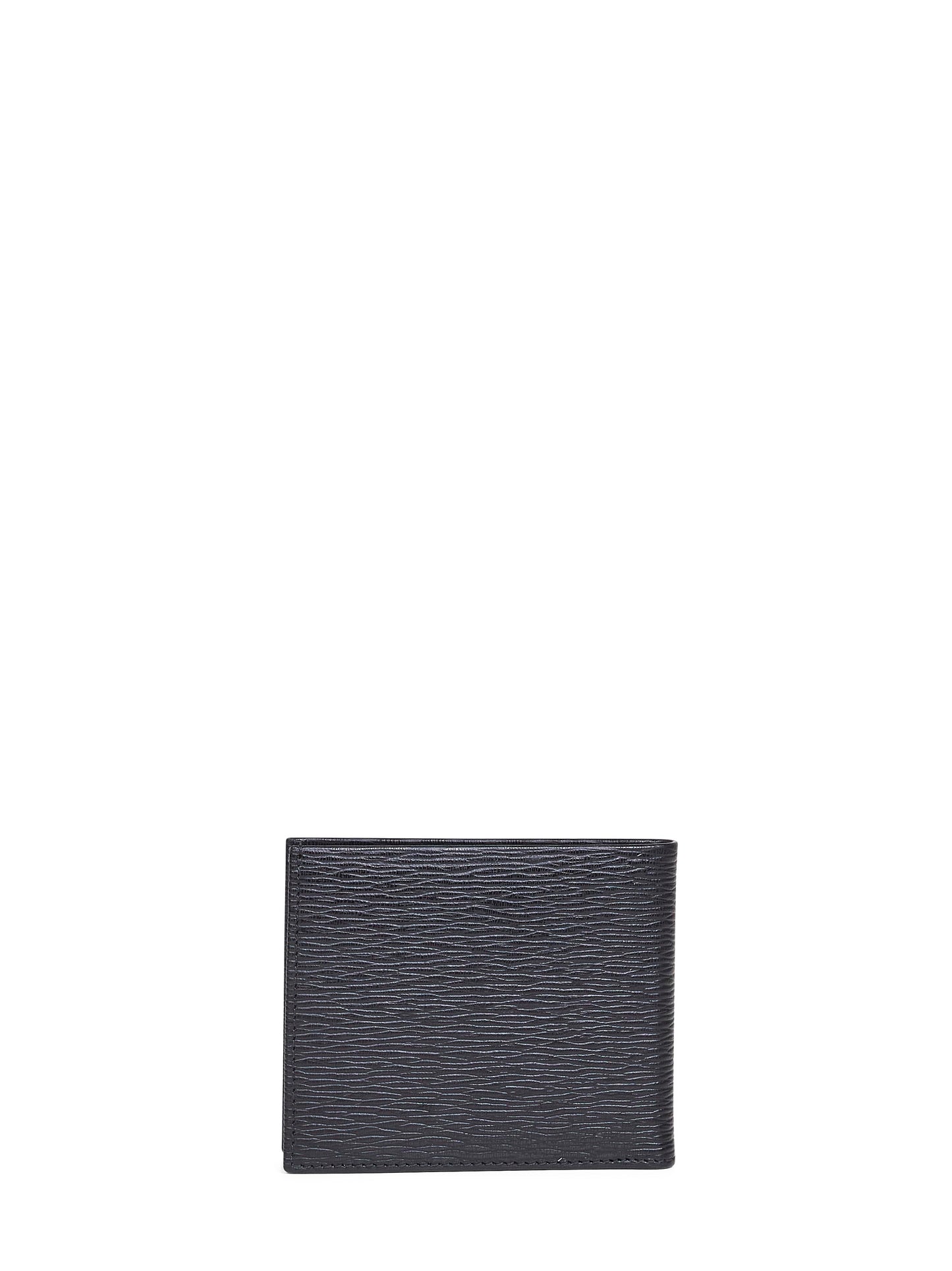 Black hammered calfskin Gancini wallet