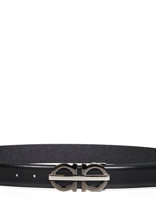 Cintura reversibile Gancini nera