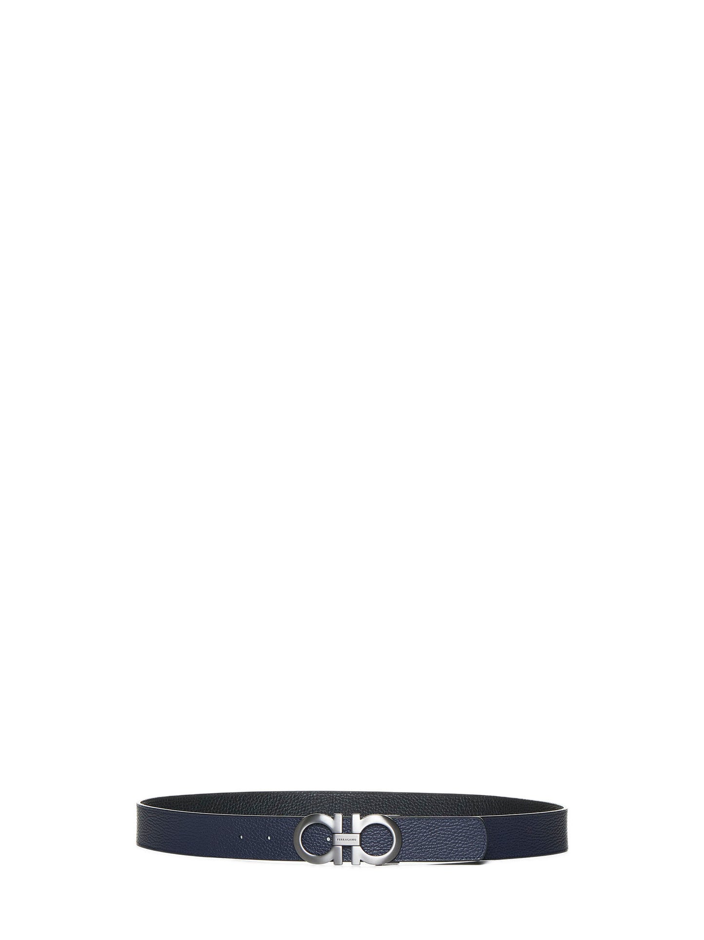 Black leather reversible Gancini belt