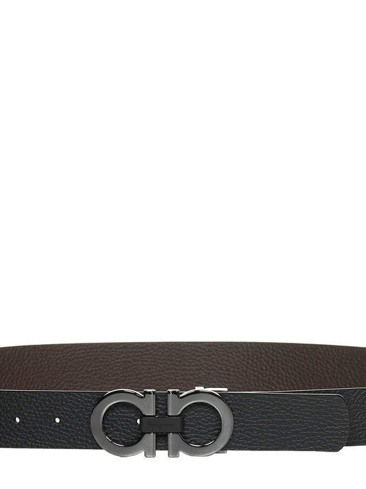 Cintura Gancini reversibile in pelle