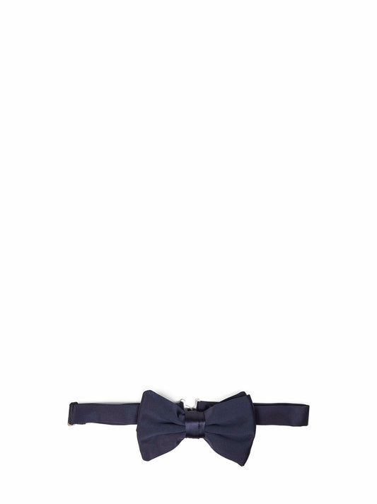 Midnight blue silk twill pre-tied bow tie