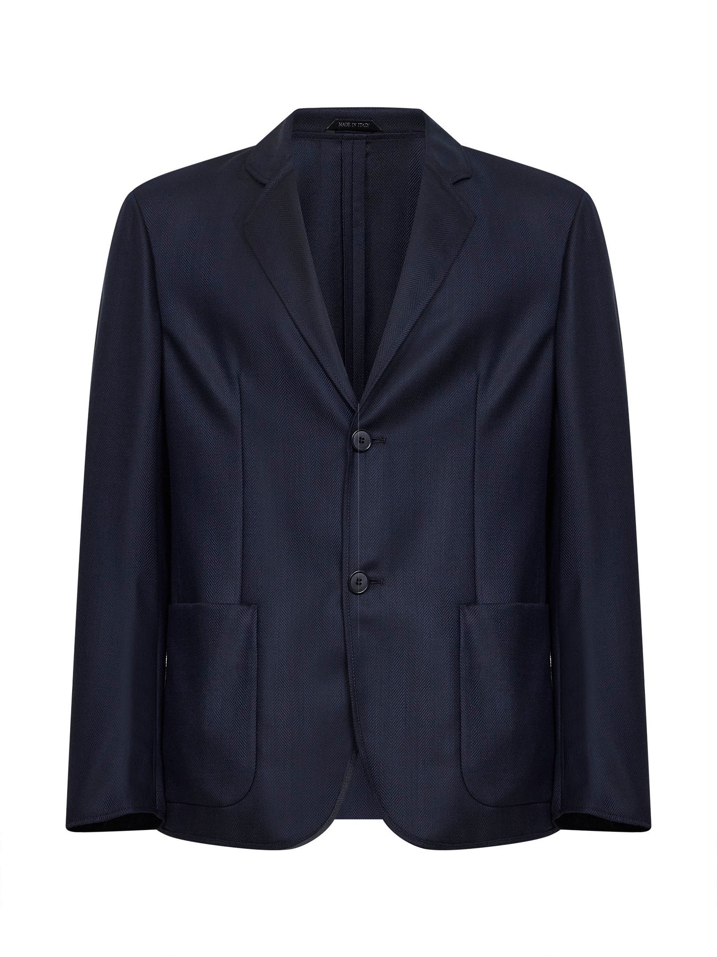 Blue chevron wool and cashmere single-breasted jacket