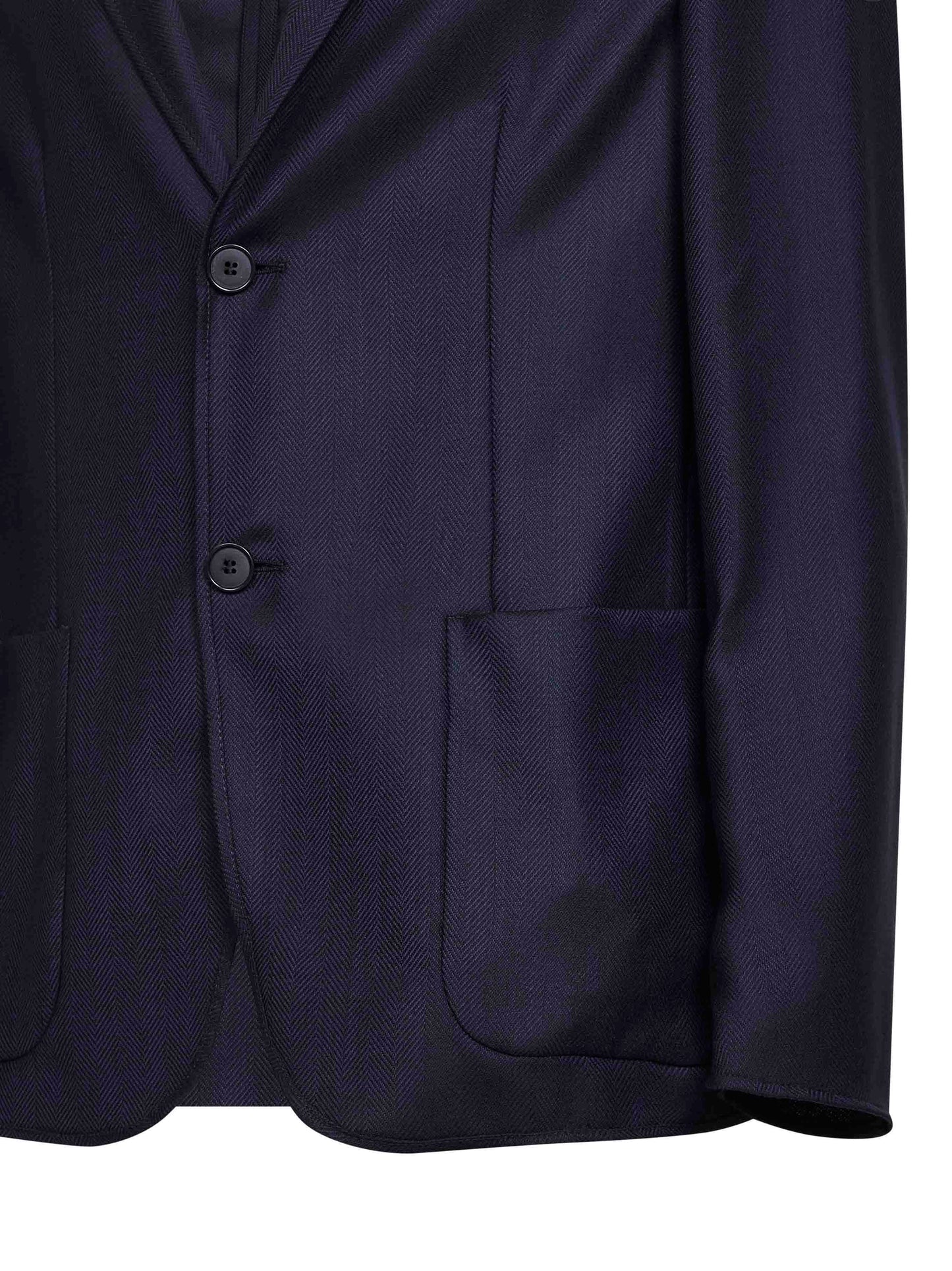 Blue chevron wool and cashmere single-breasted jacket
