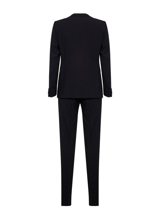 Black virgin wool crepe tuxedo suit