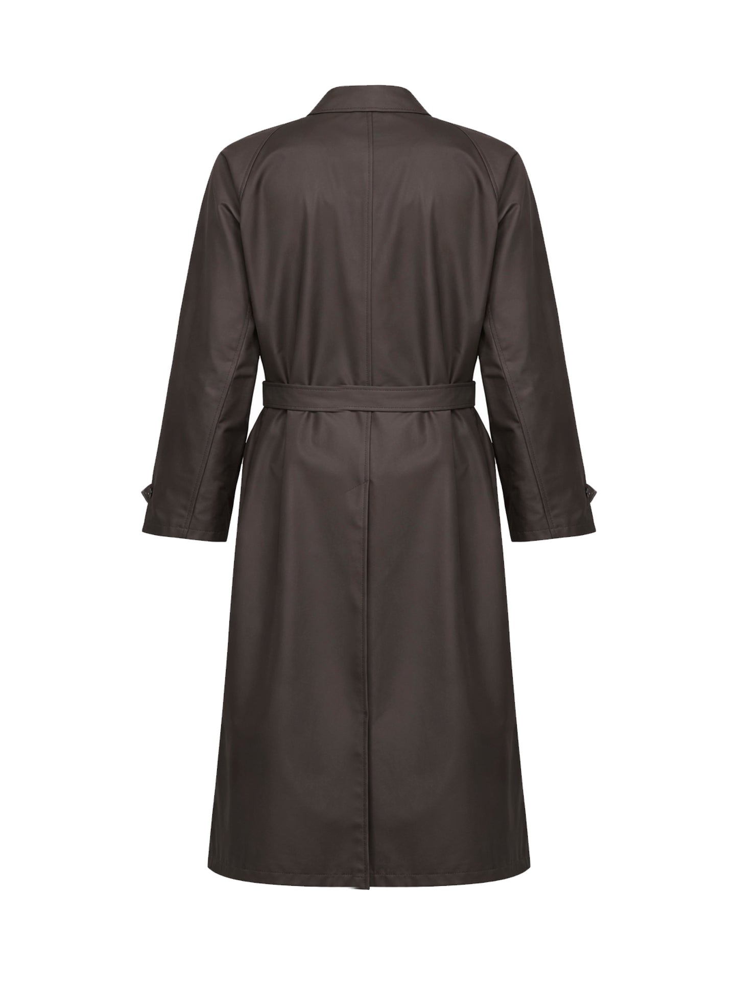 Trench doppiopetto in twill di misto seta marrone