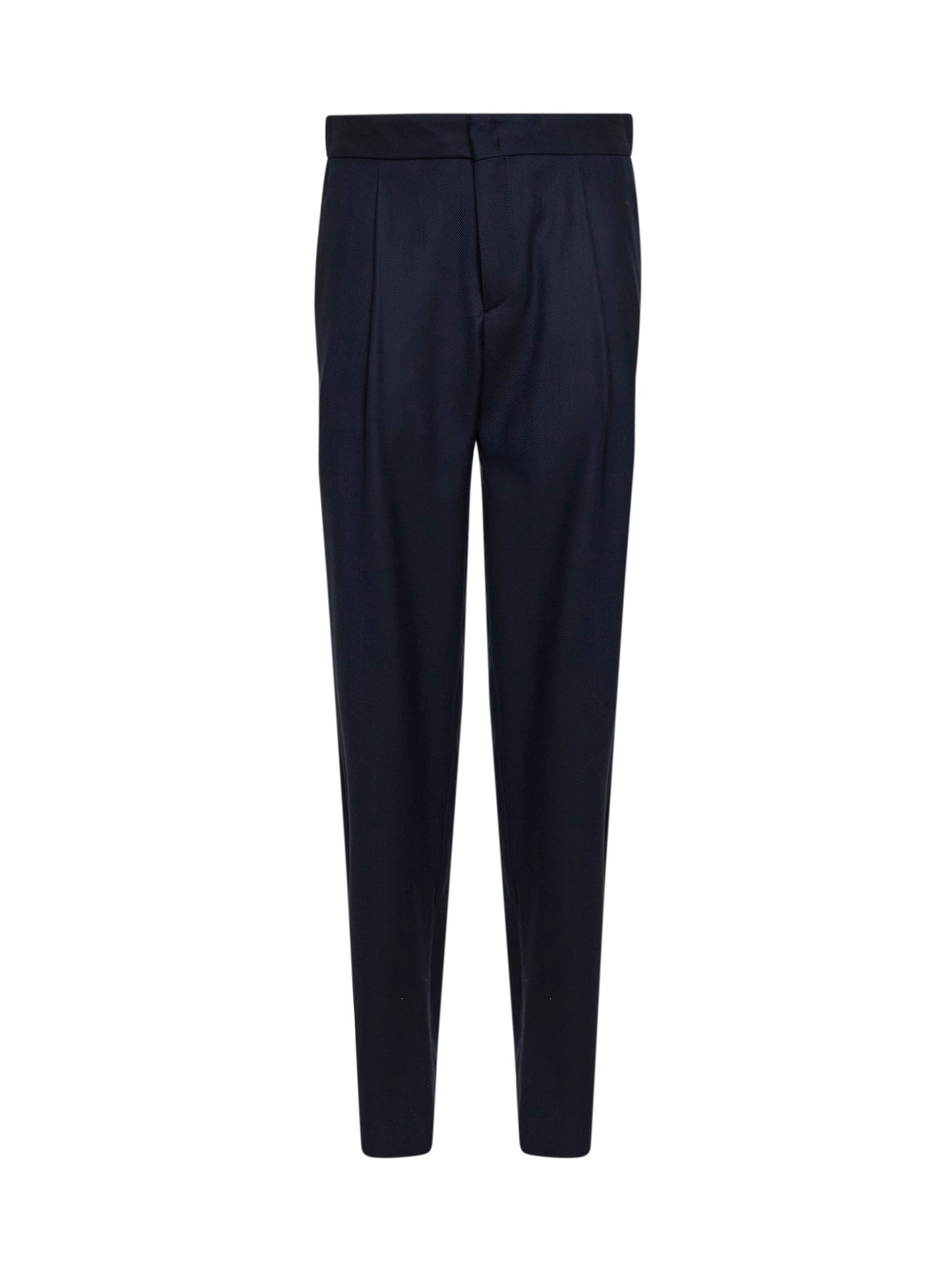 Blue chevron wool and cashmere trousers