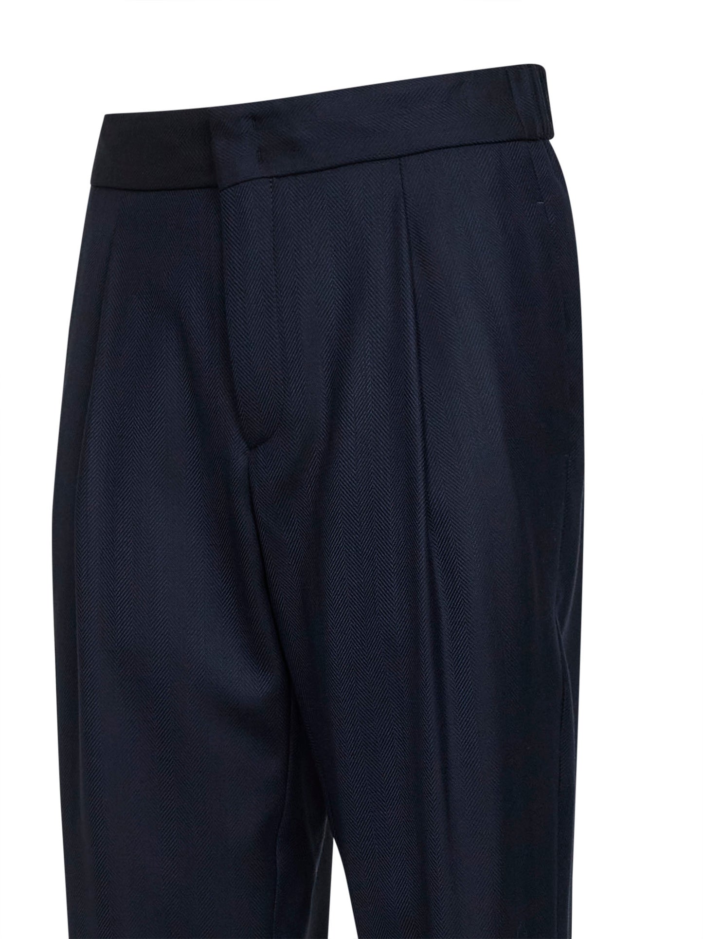 Blue chevron wool and cashmere trousers