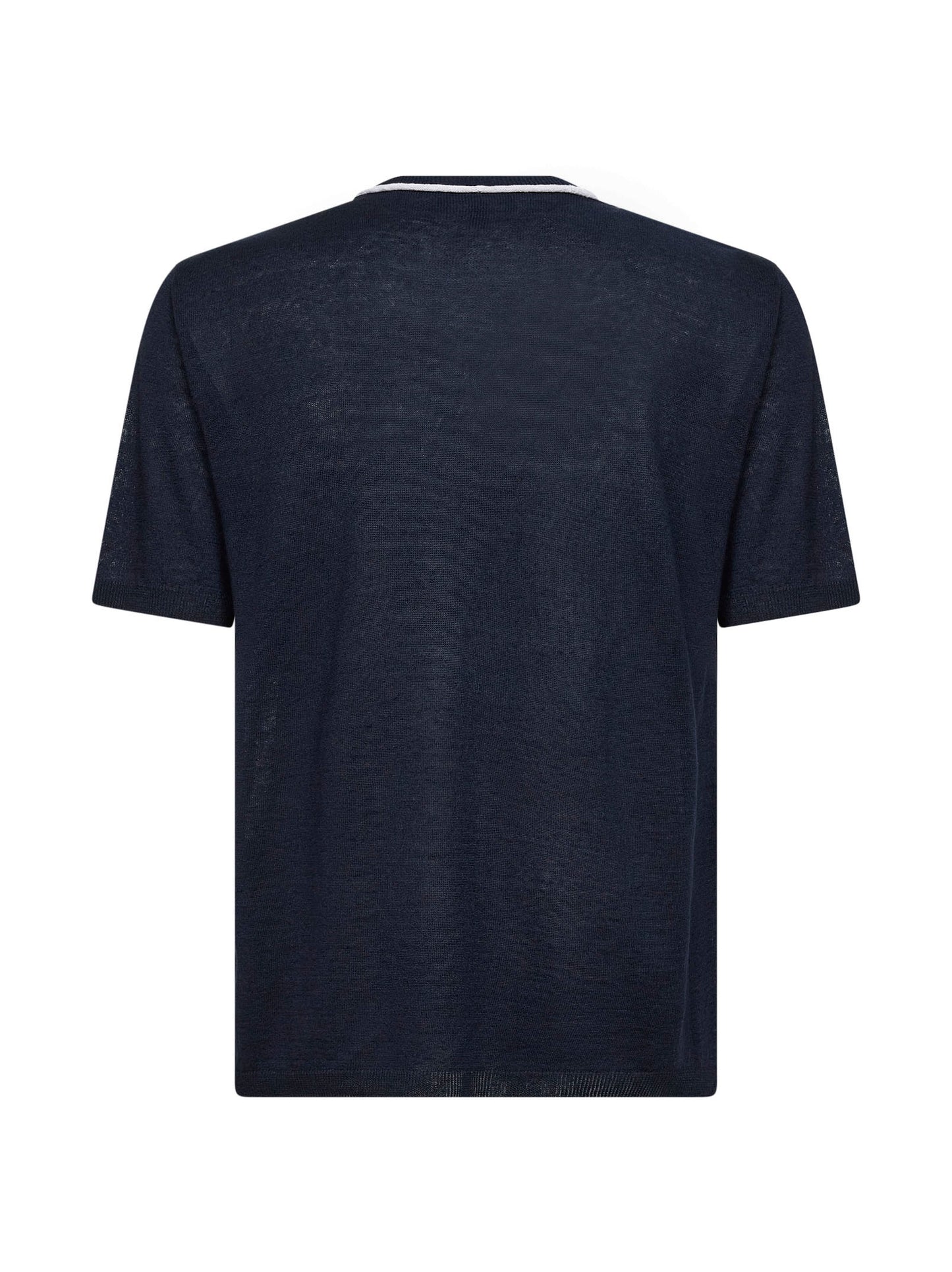 Maglia girocollo in lino e seta blu navy