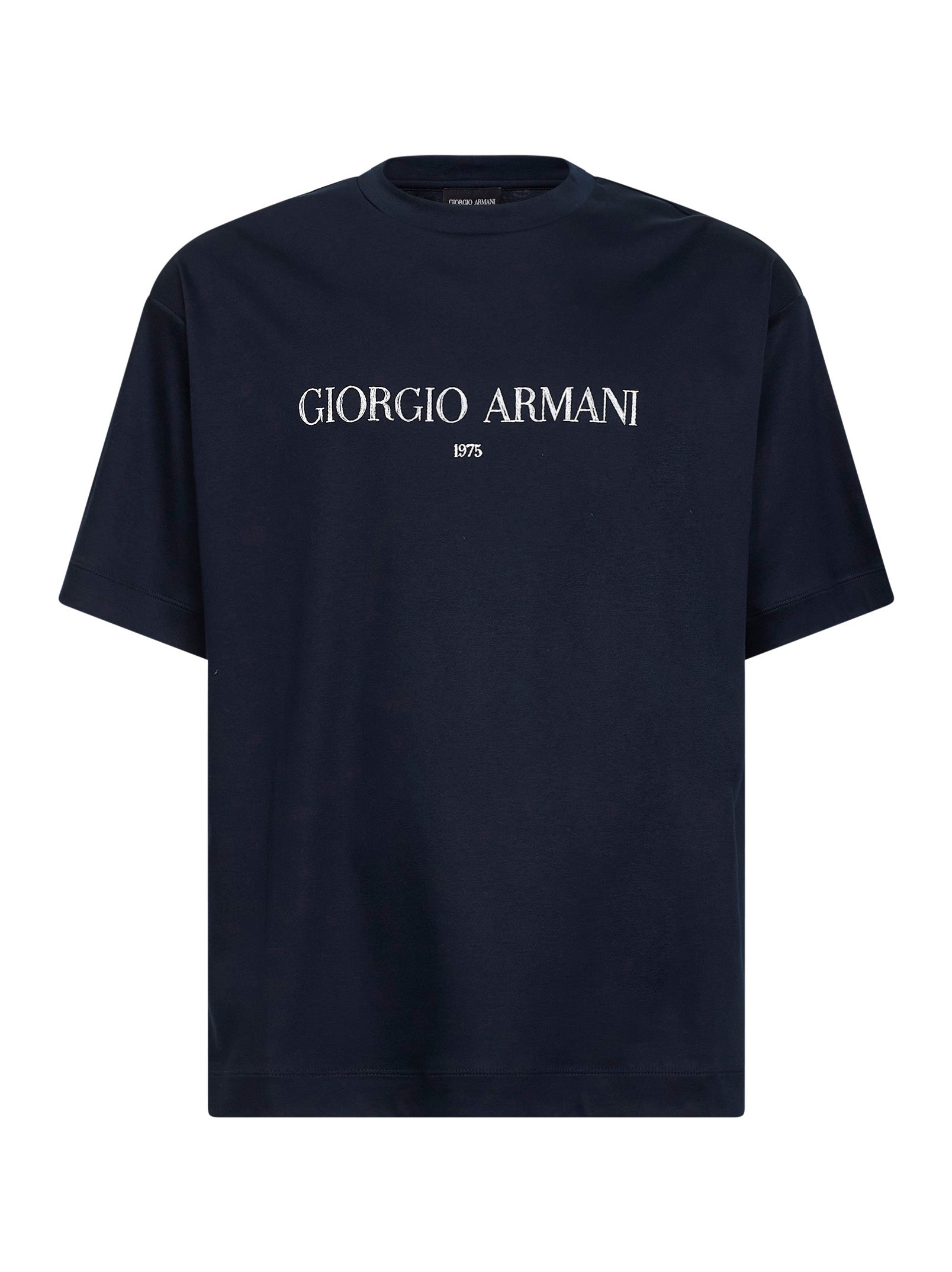 Navy blue cotton interlock jersey T-shirt – Daniello.com