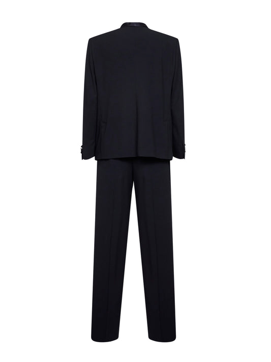 Dark navy wool crepe tuxedo suit