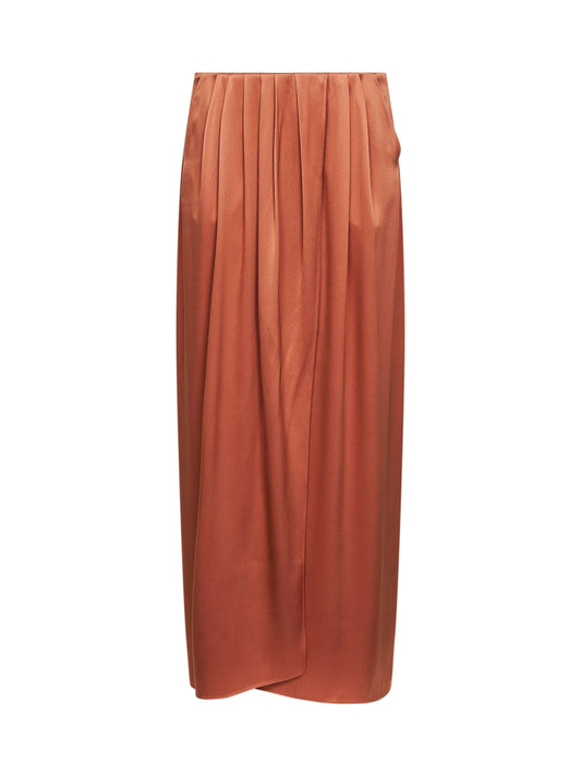 Orange silk long wrap skirt