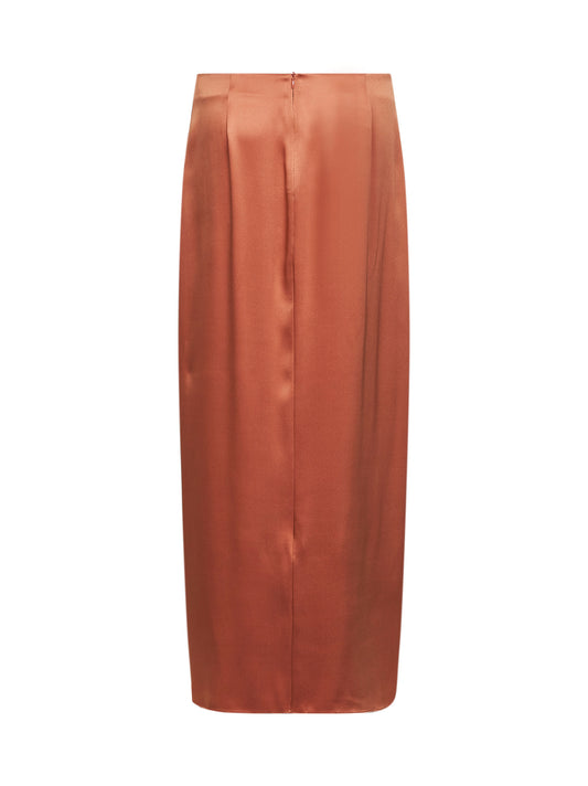 Orange silk long wrap skirt