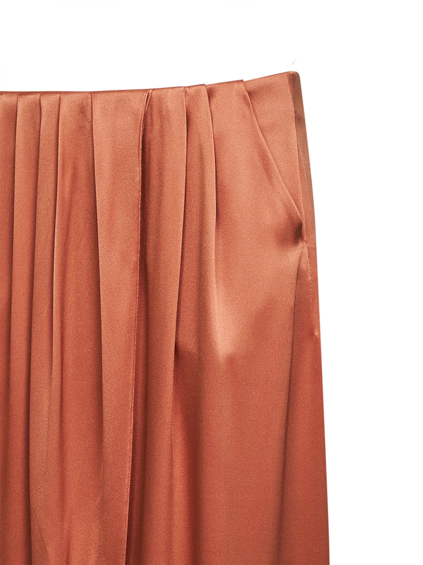 Gonna lunga a portafoglio in seta arancione