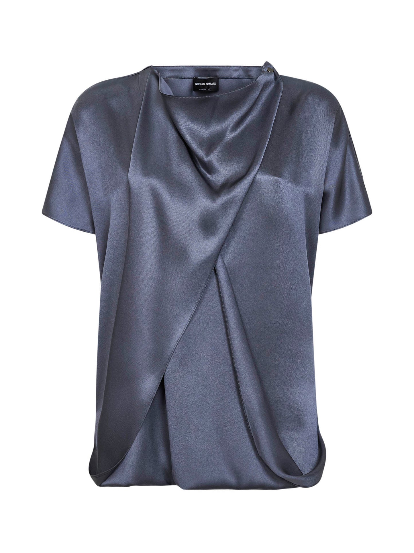 Blusa in doppio raso di seta azzurro