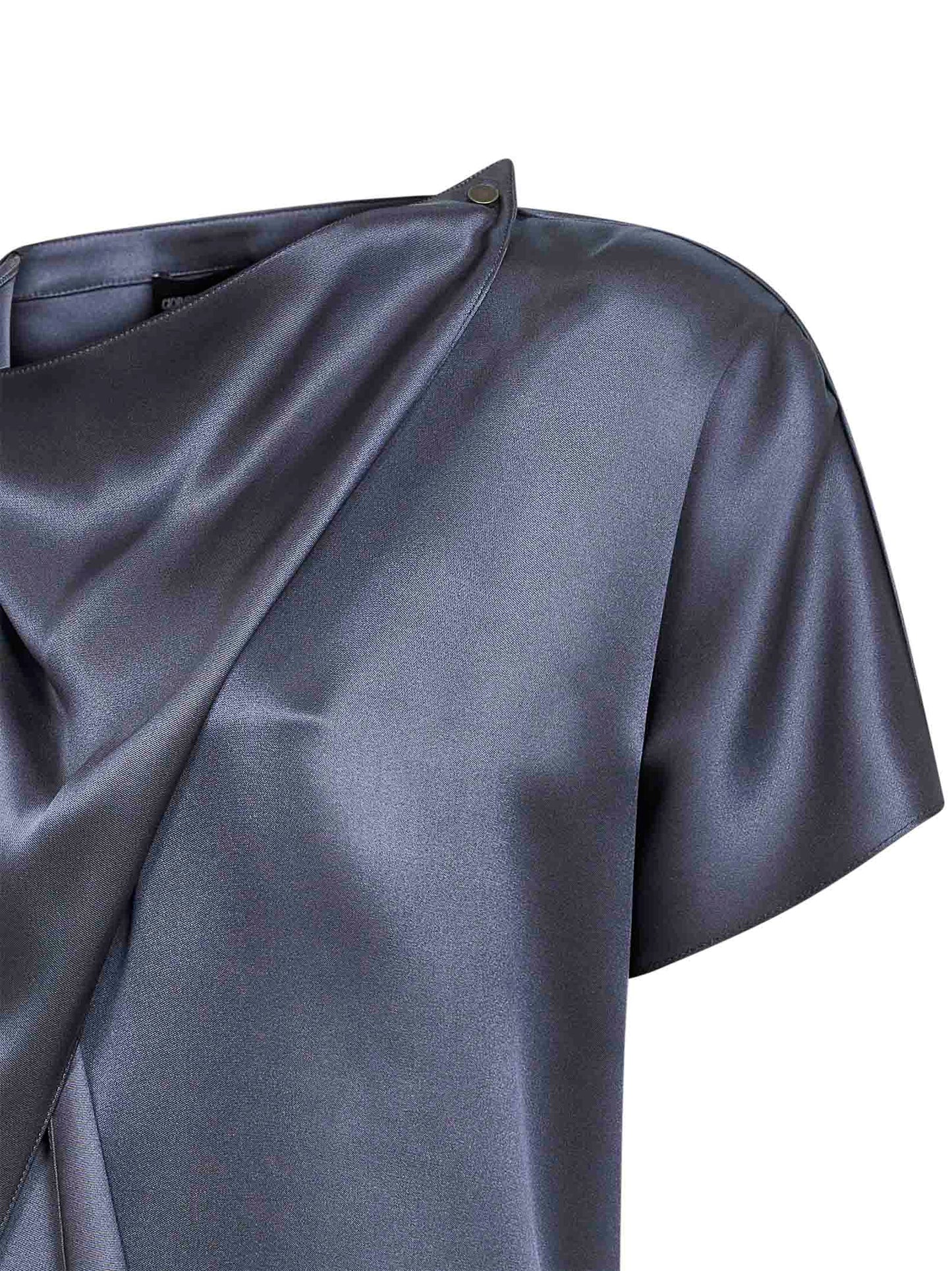 Blusa in doppio raso di seta azzurro