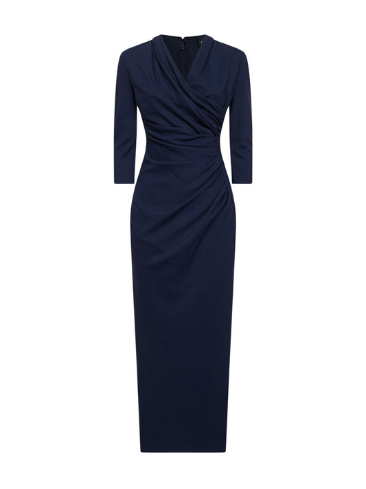 Blue ASV viscose blend Milano-stitch midi dress