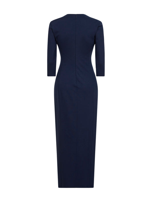 Blue ASV viscose blend Milano-stitch midi dress