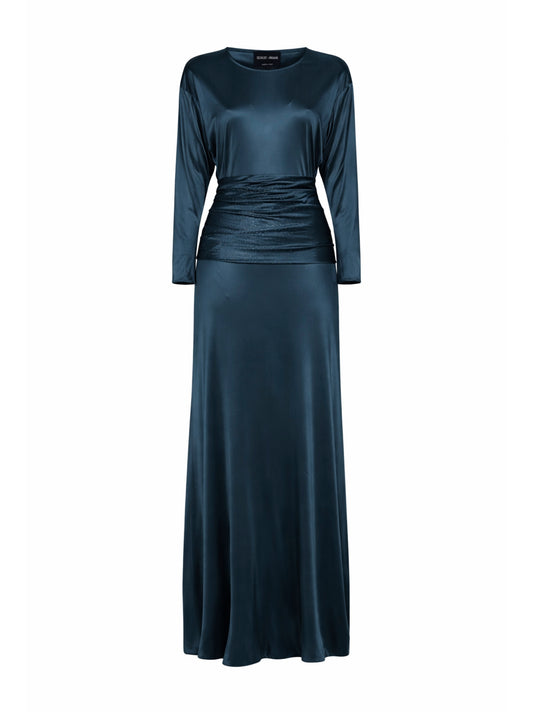 Green ASV viscose jersey long dress with rhinestone band