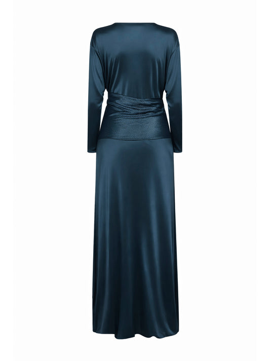 Green ASV viscose jersey long dress with rhinestone band