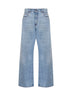 Jeans baggy in denim azzurro con cristalli
