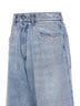 Jeans baggy in denim azzurro con cristalli