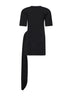Black stretch jersey minidress with crystal feather