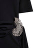 Black stretch jersey minidress with crystal feather