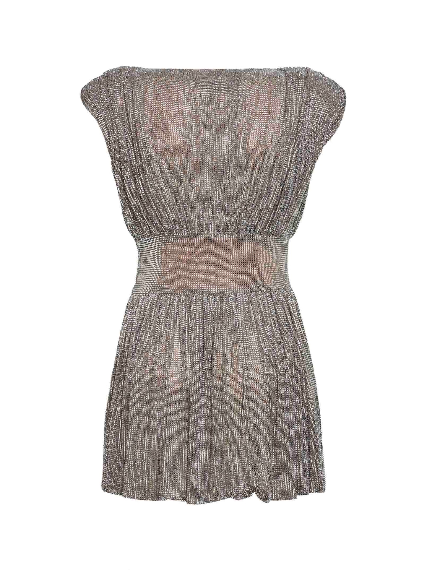 Silver crystal gathered mini dress