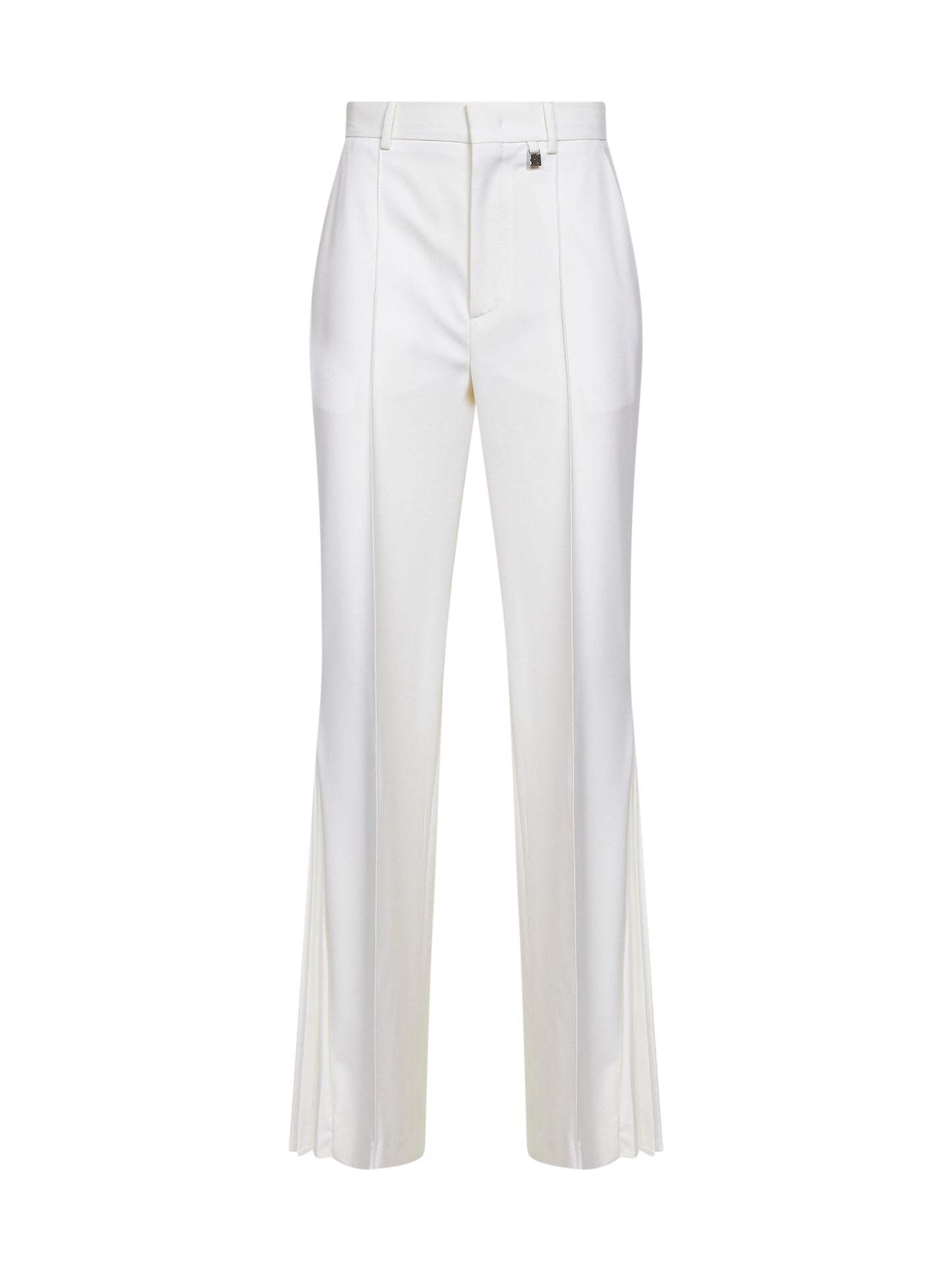 White virgin wool flared trousers