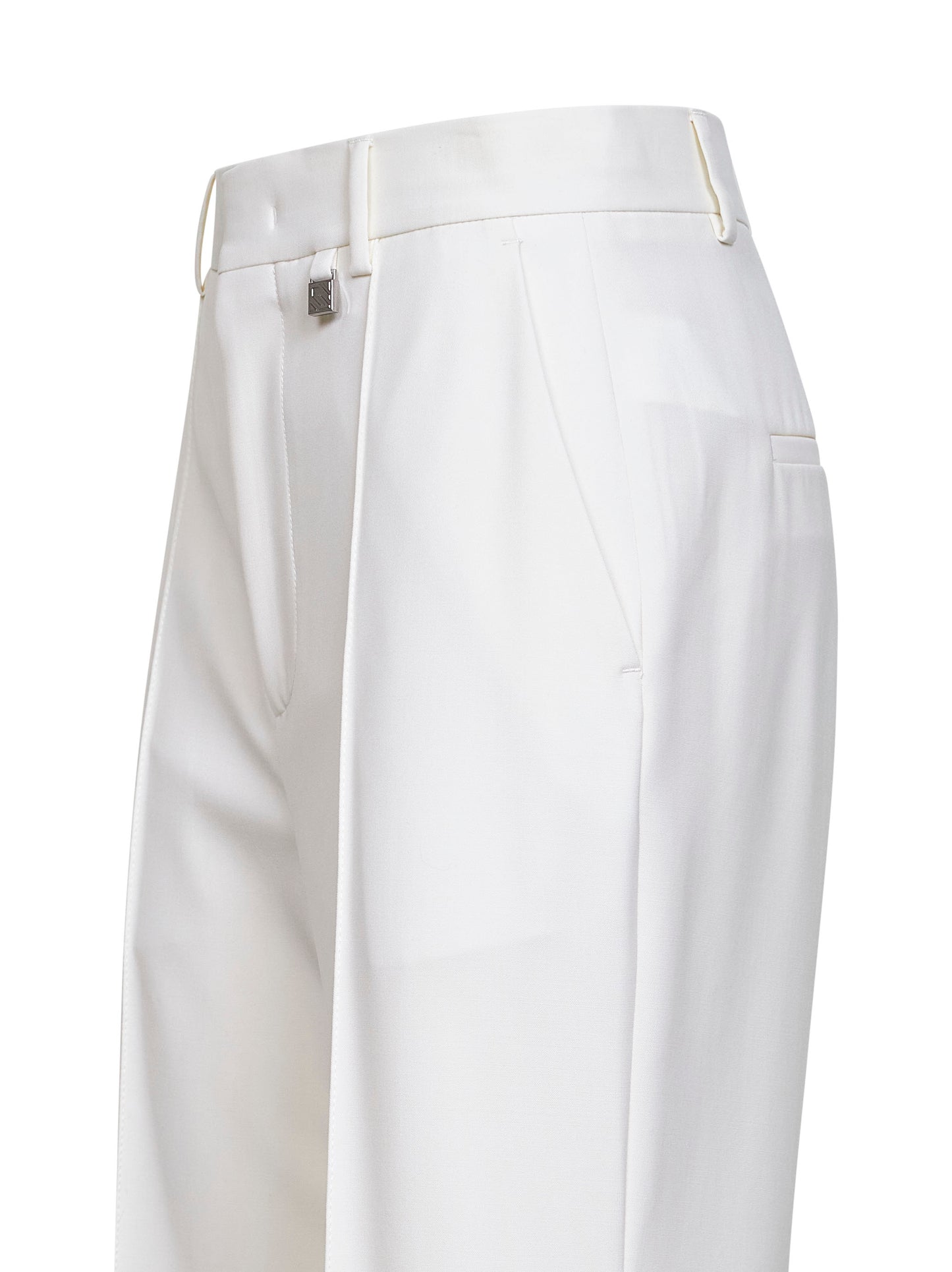 White virgin wool flared trousers
