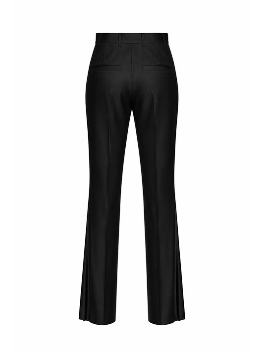 Black virgin wool flared trousers