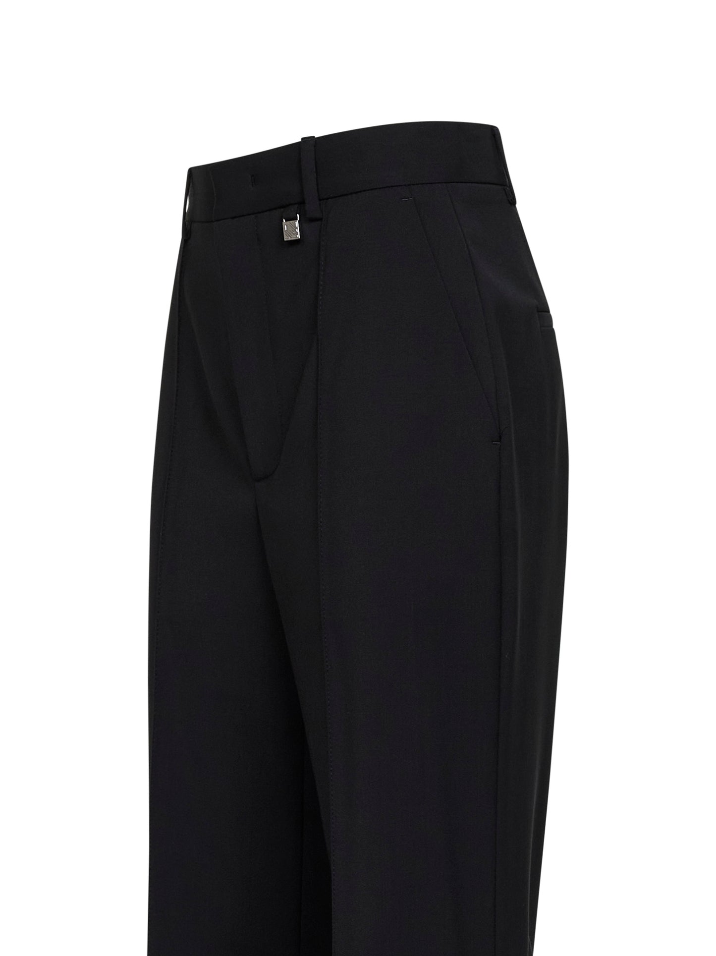 Black virgin wool flared trousers