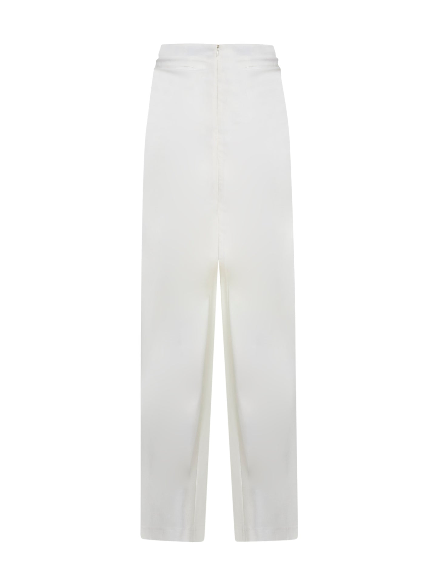 Pantaloni drappeggiati in lana vergine avorio