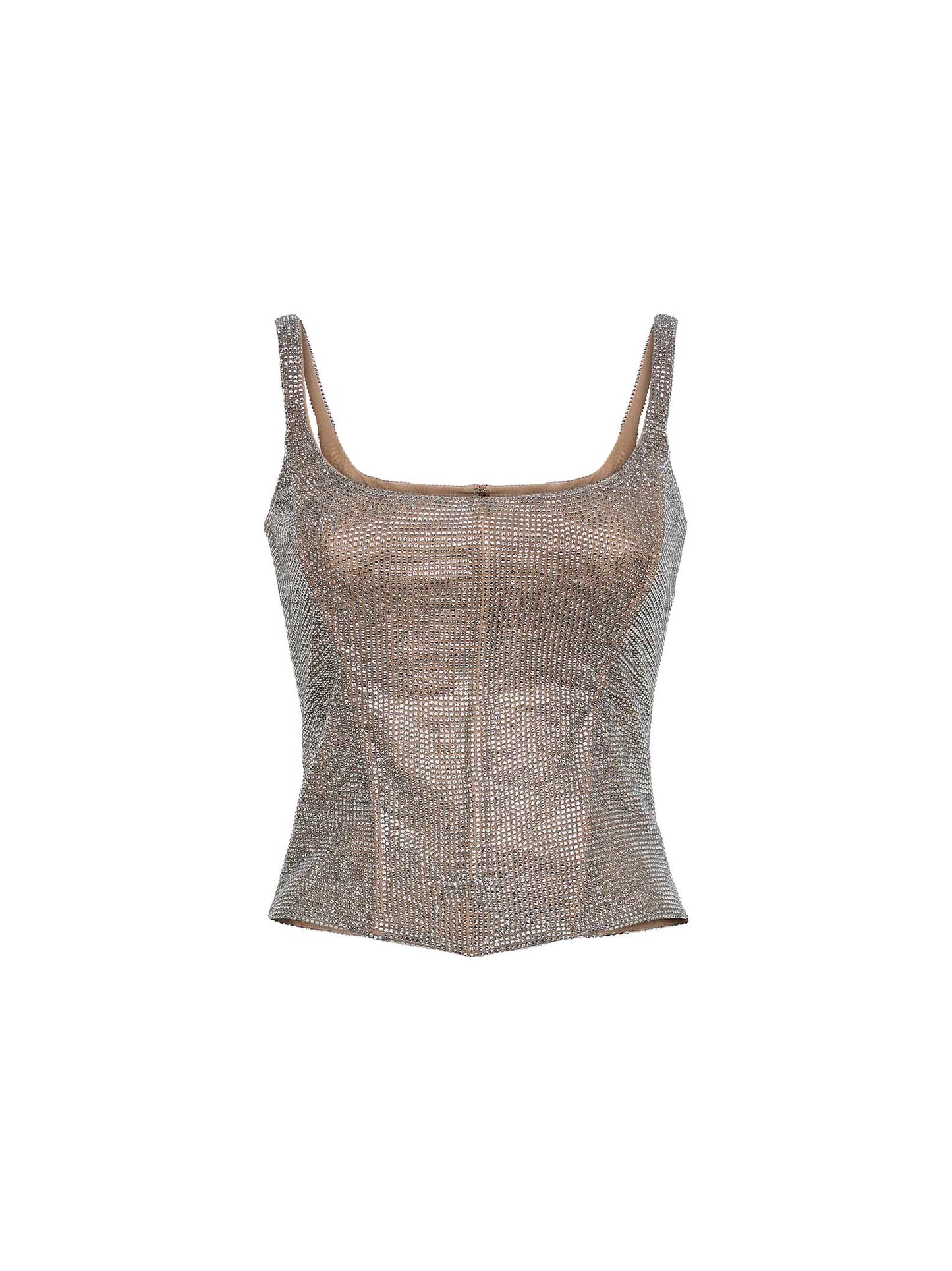 Silver crystal bustier top